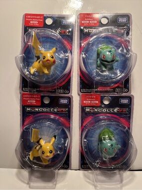 Lot Of 4 Pokemon Asia Moncolle-EX Pikaohu Battle Pose Electrie Bulbasaur 2". NIP